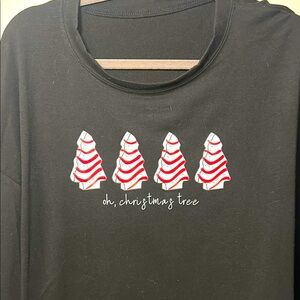 Oh Christmas tree Black Long Sleeve Tee with Christmas Tree Design